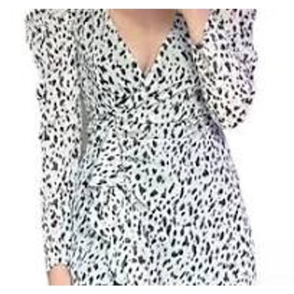 Zara Animal Print Ruched Mini Wrap Dress - Picture 3 of 8